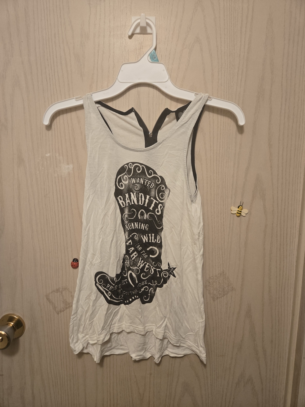 White Graphic Tank Top with Black Print - 2KUHL